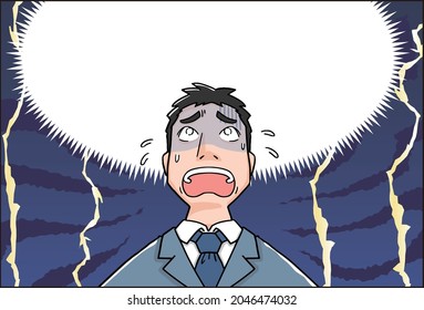 Frustrated facial expression of a male office worker