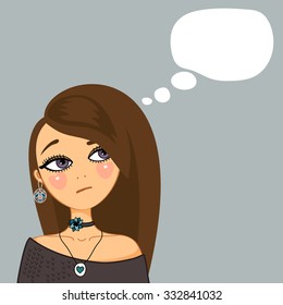 Frustrated girl thinks about something unpleasant