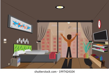 a frustrated guy in the apartment