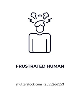 frustrated human outline icon. Linear vector from feelings concept. Thin line frustrated human icon isolated on white background