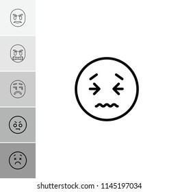 Frustrated icon. collection of 6 frustrated outline icons such as angry emot. editable frustrated icons for web and mobile.