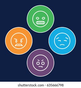 Frustrated icons set. set of 4 frustrated outline icons such as angry emot