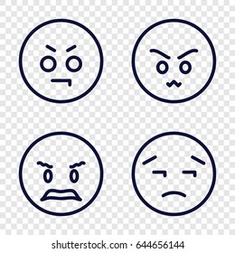 Frustrated icons set. set of 4 frustrated outline icons such as angry emot