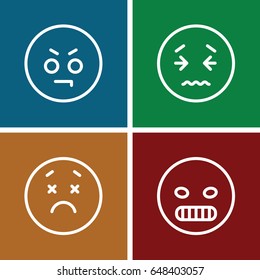 Frustrated icons set. set of 4 frustrated outline icons such as angry emot