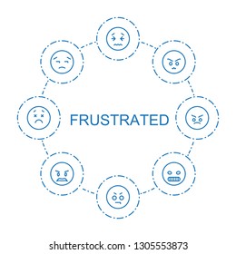 frustrated icons. Trendy 8 frustrated icons. Contain icons such as upset emot, angry emot. frustrated icon for web and mobile.