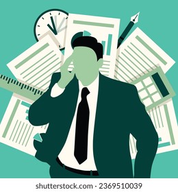 Frustrated Male Office Worker Illustration Concept
