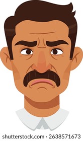 Frustrated Man Cartoon Illustration Angry, Upset, Disappointed Facial Expression