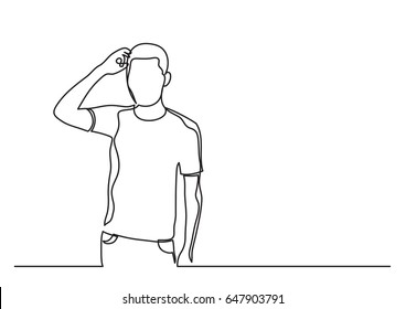 frustrated man - single line drawing