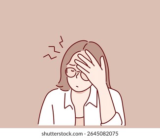 Frustrated Office Worker Feeling Stressed at Work Desk. Hand drawn style vector design illustrations.