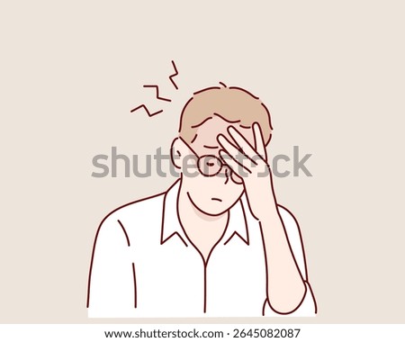 Frustrated Office Worker Feeling Stressed at Work Desk. Hand drawn style vector design illustrations.