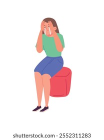 frustrated woman with depression isolated