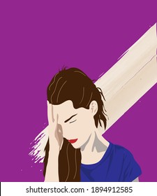 Frustrated woman flat vector illustration