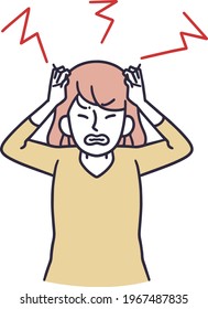 frustrated woman simple vector illustration