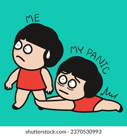 Frustrated Woman Trying To Let Go Of Her Panic Concept Card Charcater illustration