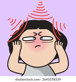 Frustrated Young Woman Is So Sensitive To Sound Concept Cartoon Character illustration
