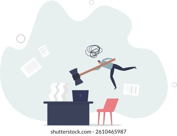 Frustration and chaos from computer problem or tech failure, stressful or anxiety from overworked or disappointment and mistake concept.flat character life .