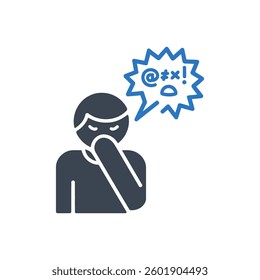 Frustration Expression Icon On White Background