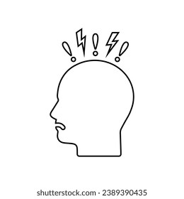 frustration icon like thin line angry person. linear design simple logotype element stroke art graphic isolated on white. concept of chronic negative mood or unhappy pictogram or aggression badge