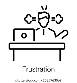 Icono de frustración en estilo lineal
