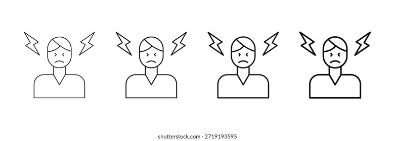 Frustration Icons Vector Set In Different Stroke Line Style