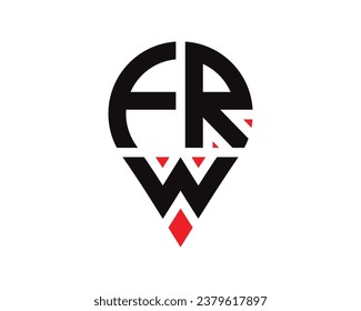 FRW letter location shape logo design. FRW letter location logo simple design.