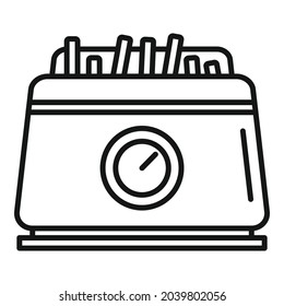 Vector de contorno de icono del dispositivo de frenado. Fryer profundo. Cesta de petróleo