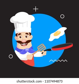 Fry chef Vector Illustration