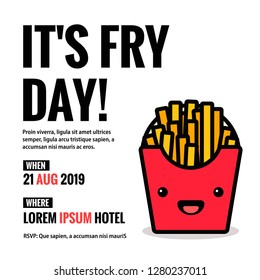 It's Fry Day French Fries Packet Invitation Design with Where and When Details