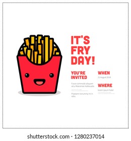 It's Fry Day French Fries Packet Invitation Design with Where and When Details