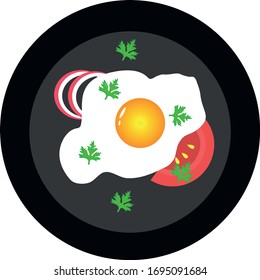 fry egg in plate vector illustration