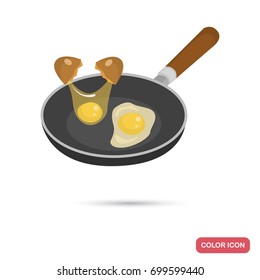 Fry eggs in a frying pan color flat icon for web and mobile design