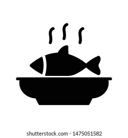 Fry Fish Glyph Flat Vector Icon