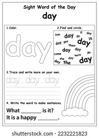 Fry List of Sight Words, digital activities forchildren, Worksheet for sight words for kindergarten and primary school