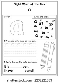 Fry List of Sight Words, digital activities forchildren, Worksheet for sight words for kindergarten and primary school