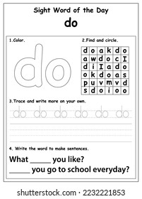 Fry List of Sight Words, digital activities forchildren, Worksheet for sight words for kindergarten and primary school