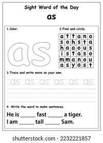 Fry List of Sight Words, digital activities forchildren, Worksheet for sight words for kindergarten and primary school