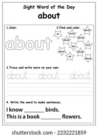 Fry List of Sight Words, digital activities forchildren, Worksheet for sight words for kindergarten and primary school