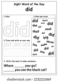 Fry List of Sight Words, digital activities forchildren, Worksheet for sight words for kindergarten and primary school