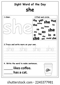 Fry List of Sight Words, digital activities forchildren, Worksheet for sight words for kindergarten and primary school