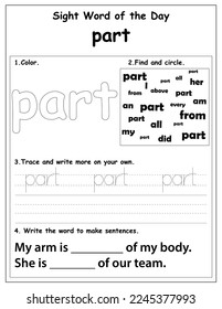 Fry List of Sight Words, digital activities forchildren, Worksheet for sight words for kindergarten and primary school