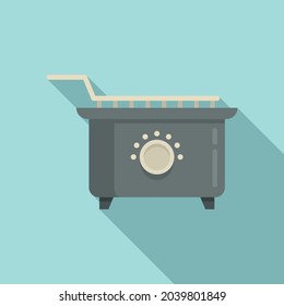 Fry machine icon flat vector. Deep fryer. Oil basket