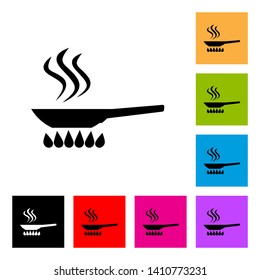 Fry Pan Icon in Different Color Background