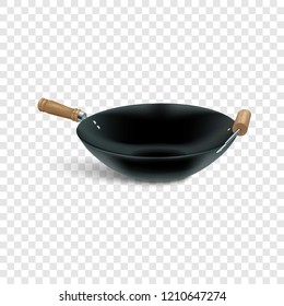 Fry pan icon. Realistic illustration of fry pan vector icon for web design on transparent background for web
