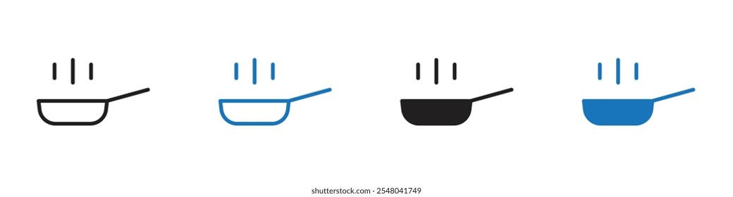 Fry pan icon Vector set outline