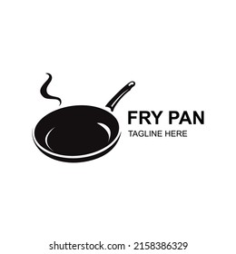 Fry Pan Logo Design Template. vintage restaurant and fraying pan logo. Kitchen frying pan.