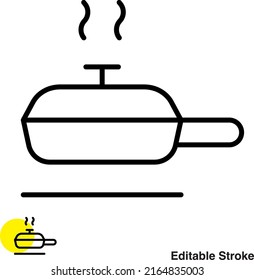 Fry Pan Vector Line Icon