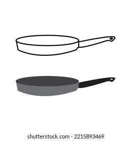 
Fry pan vector outline flat icon.