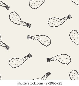 fry shrimp doodle seamless pattern background