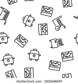 Fryer Electronic Tool Vector Seamless Pattern Thin Line Illustration