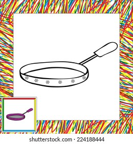 Fryer with handle coloring book. Vector illustration for children